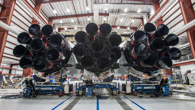 Falcon Heavy preparing for launch. That’s 27 Merlin engines staring you right in the face. (Image: SpaceX)